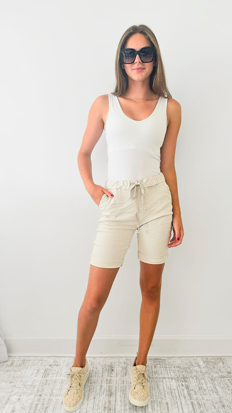 Love Endures Italian Shorts - Ecru-180 Joggers-Italianissimo-Coastal Bloom Boutique, find the trendiest versions of the popular styles and looks Located in Indialantic, FL