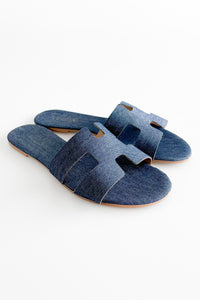 Summer Party Slip-On Sandals - Denim-250 Shoes-MAKER'S SHOES-Coastal Bloom Boutique, find the trendiest versions of the popular styles and looks Located in Indialantic, FL