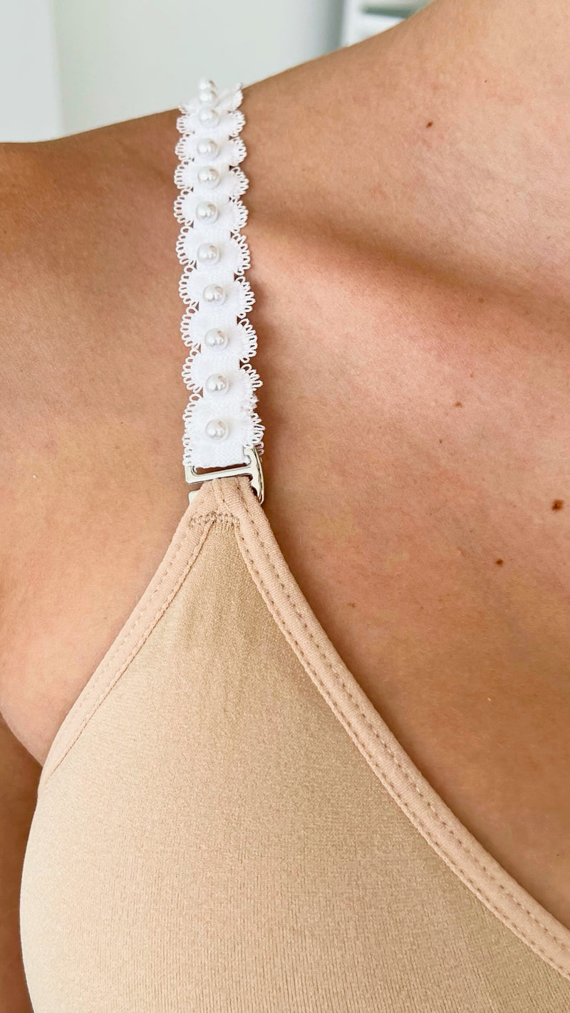 Strap Situation Bra - Nude W Pearl Lace Plunge-220 Intimates-Strap-its-Coastal Bloom Boutique, find the trendiest versions of the popular styles and looks Located in Indialantic, FL