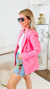 Taking Calls Blazer - Pink-160 Jackets-High MJ-Coastal Bloom Boutique, find the trendiest versions of the popular styles and looks Located in Indialantic, FL