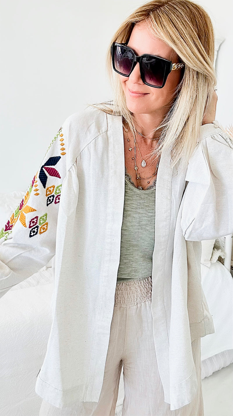 Grand Teton Embroidered Kimono-160 Jackets-TOUCHE PRIVE-Coastal Bloom Boutique, find the trendiest versions of the popular styles and looks Located in Indialantic, FL