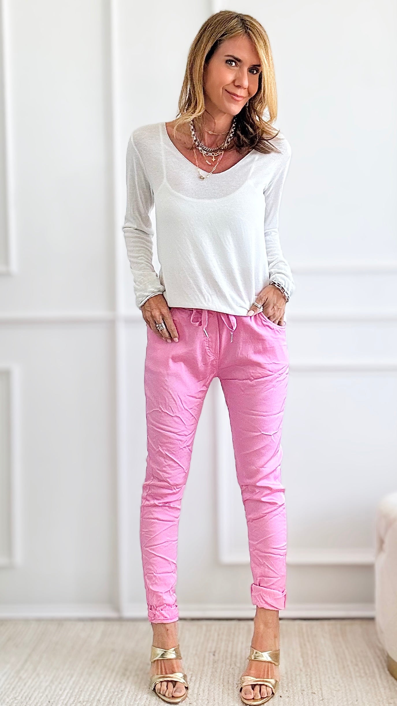 Love Endures Italian Jogger - Bubblegum-180 Joggers-Germany-Coastal Bloom Boutique, find the trendiest versions of the popular styles and looks Located in Indialantic, FL