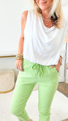 Spring Italian Jogger Pant - Kiwi-180 Joggers-Yolly-Coastal Bloom Boutique, find the trendiest versions of the popular styles and looks Located in Indialantic, FL