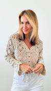 Rosettes Italian Bolero - Beige-140 Sweaters-Germany-Coastal Bloom Boutique, find the trendiest versions of the popular styles and looks Located in Indialantic, FL