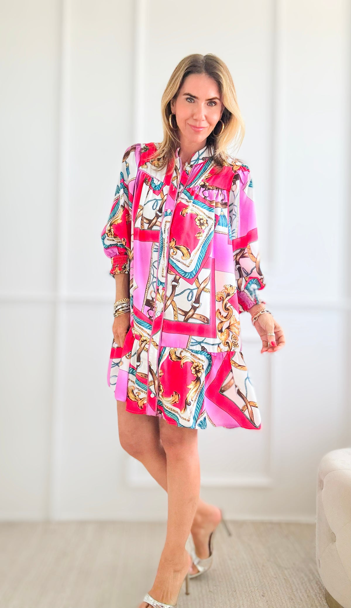 Chain Printed Ruffled Dress-200 Dresses/Jumpsuits/Rompers-Fate By LFD-Coastal Bloom Boutique, find the trendiest versions of the popular styles and looks Located in Indialantic, FL