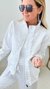 Sailor Soft Shell Jacket - White-160 Jackets-Pearly Vine-Coastal Bloom Boutique, find the trendiest versions of the popular styles and looks Located in Indialantic, FL