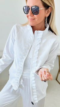 Sailor Soft Shell Jacket - White-160 Jackets-Pearly Vine-Coastal Bloom Boutique, find the trendiest versions of the popular styles and looks Located in Indialantic, FL