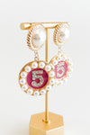 Lucky Number Pearl Halo Stud Earrings-230 Jewelry-ICCO ACCESSORIES-Coastal Bloom Boutique, find the trendiest versions of the popular styles and looks Located in Indialantic, FL