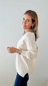 Boyfriend V-Neck Italian Sweater - Ivory-140 Sweaters-Germany-Coastal Bloom Boutique, find the trendiest versions of the popular styles and looks Located in Indialantic, FL