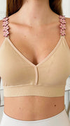 Strap Situation Bra - Nude W Suede Blush Flowers Plunge-220 Intimates-Strap-its-Coastal Bloom Boutique, find the trendiest versions of the popular styles and looks Located in Indialantic, FL