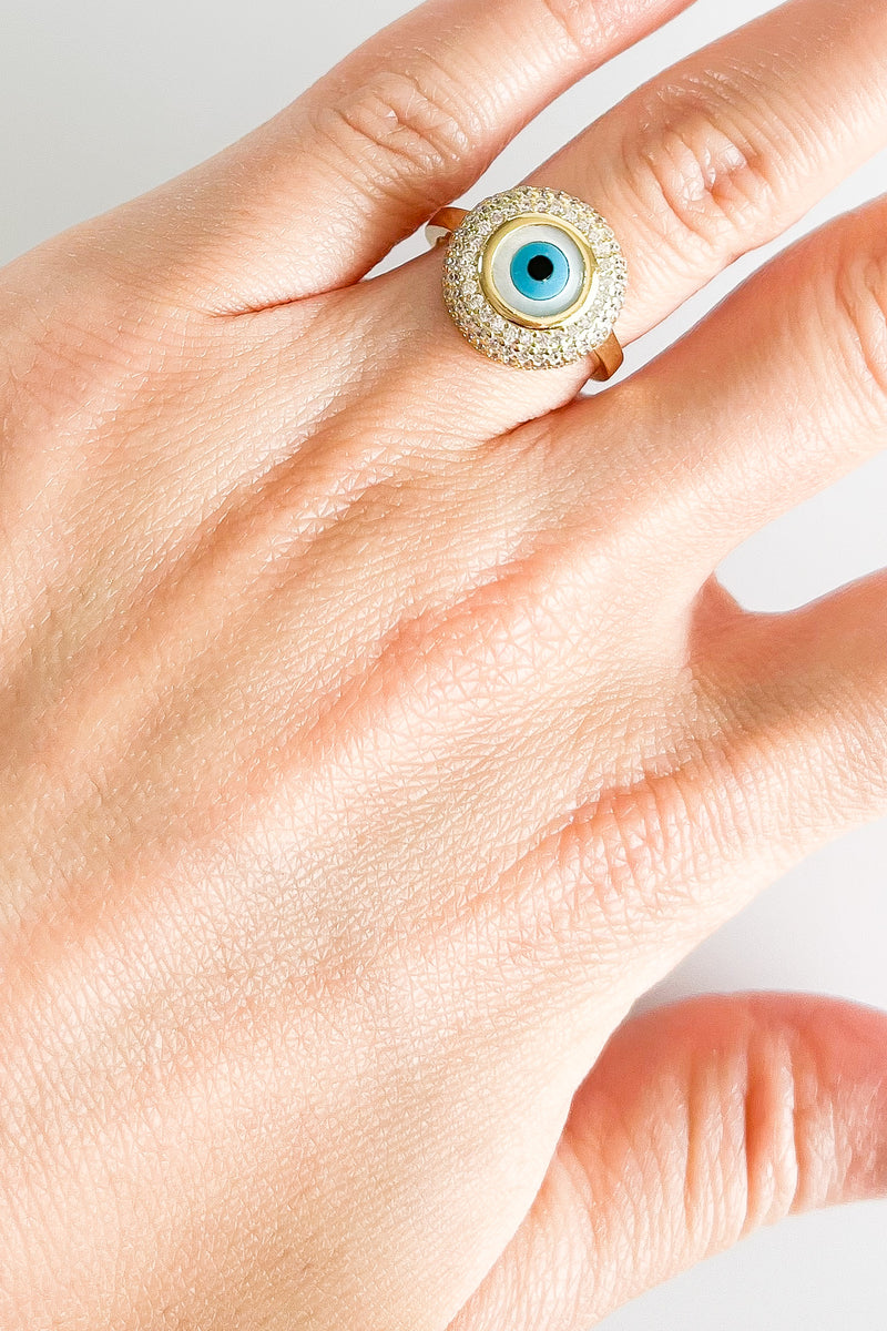 Sterling Silver Eye Micropave Halo Ring-230 Jewelry-NYC-Coastal Bloom Boutique, find the trendiest versions of the popular styles and looks Located in Indialantic, FL