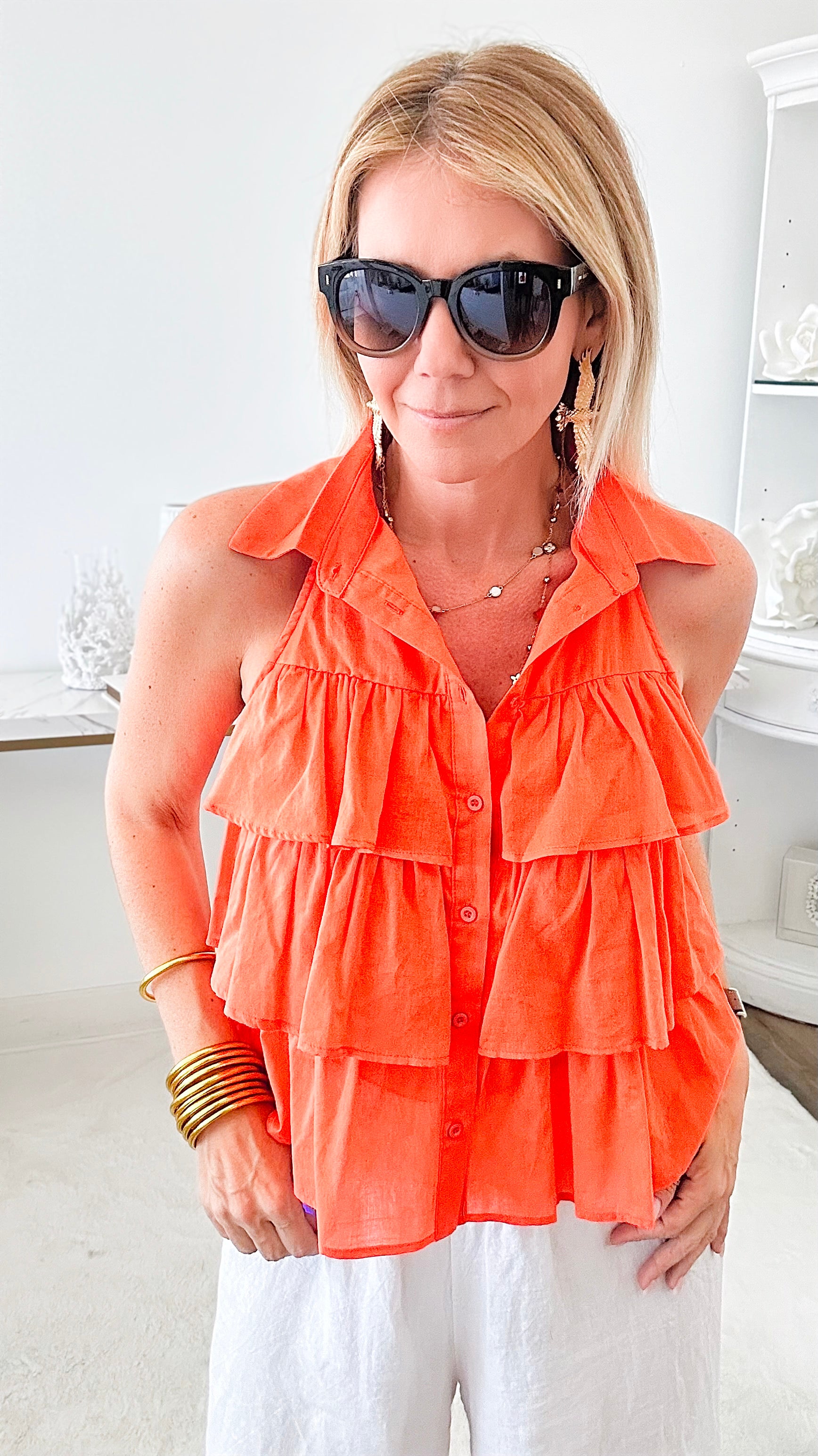 Summer Dreams Top - Orange-100 Sleeveless Tops-HYFVE-Coastal Bloom Boutique, find the trendiest versions of the popular styles and looks Located in Indialantic, FL