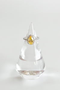 Sterling Silver Canary Pear Halo Ring-230 Jewelry-NYC-Coastal Bloom Boutique, find the trendiest versions of the popular styles and looks Located in Indialantic, FL