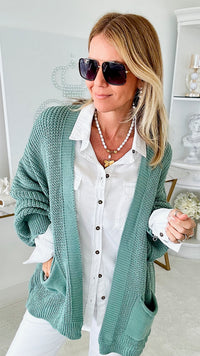 Sugar High Italian Cardigan - Sage-150 Cardigans/Layers-Germany-Coastal Bloom Boutique, find the trendiest versions of the popular styles and looks Located in Indialantic, FL
