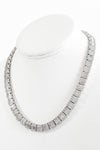 CZ Baguette Curved Necklace - Silver-230 Jewelry-NYC-Coastal Bloom Boutique, find the trendiest versions of the popular styles and looks Located in Indialantic, FL