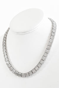 CZ Baguette Curved Necklace - Silver-230 Jewelry-NYC-Coastal Bloom Boutique, find the trendiest versions of the popular styles and looks Located in Indialantic, FL