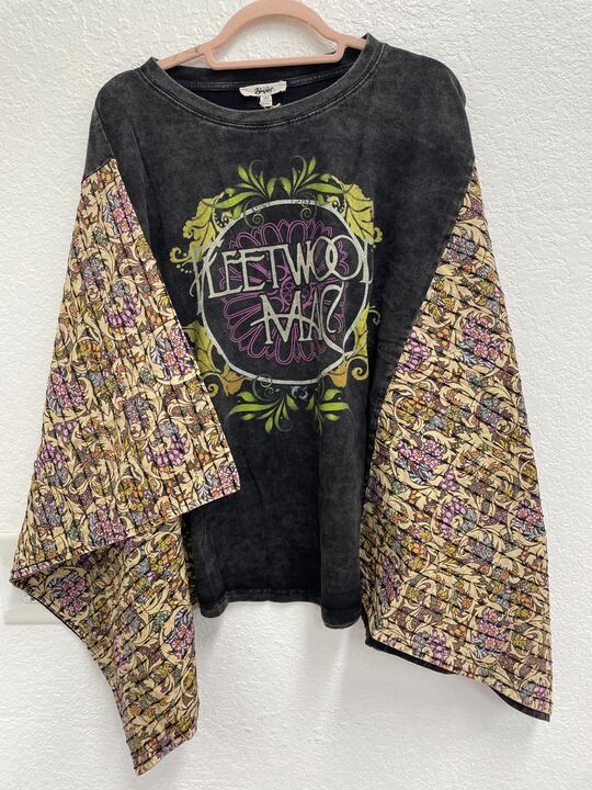 Stevie Forever Graphic Poncho Top-110 Long Sleeve Tops-Blue Velvet-Coastal Bloom Boutique, find the trendiest versions of the popular styles and looks Located in Indialantic, FL