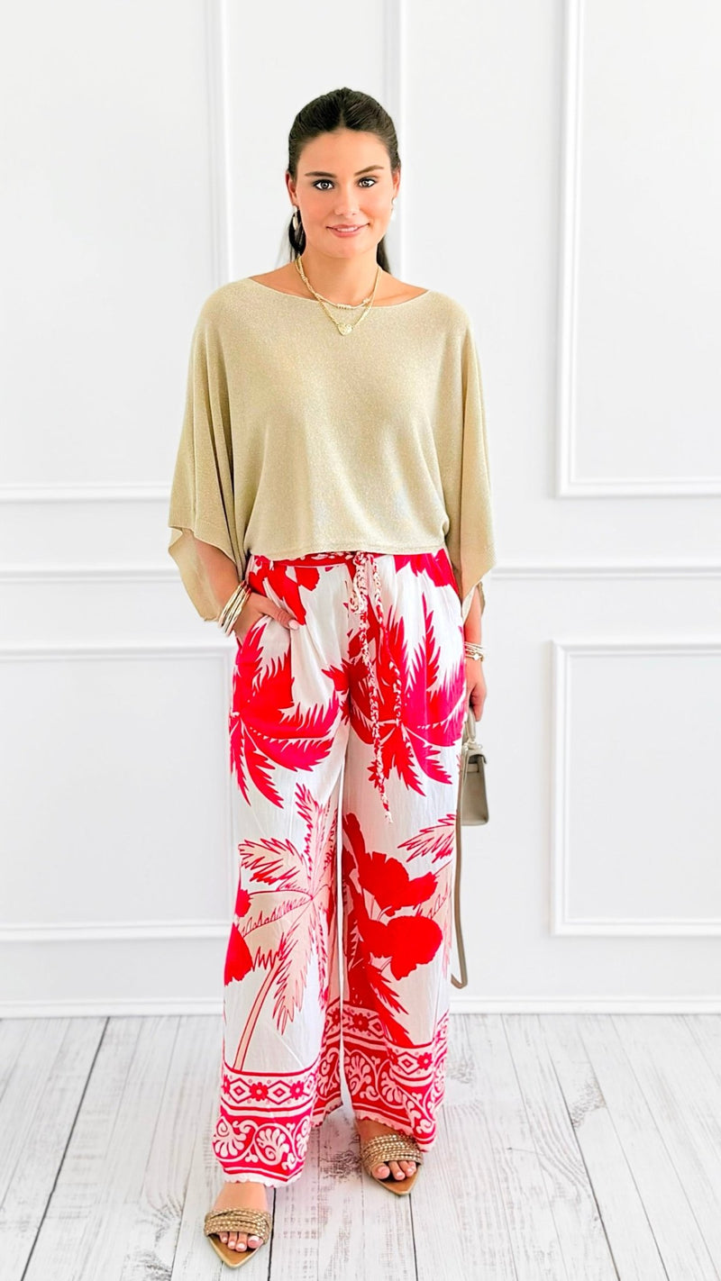 Island Hopping Border Palazzo Pants - Red-170 Bottoms-GIGIO-Coastal Bloom Boutique, find the trendiest versions of the popular styles and looks Located in Indialantic, FL