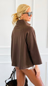 Italian Kaleidoscope Scuba Jacket - Brown-160 Jackets-Italianissimo-Coastal Bloom Boutique, find the trendiest versions of the popular styles and looks Located in Indialantic, FL