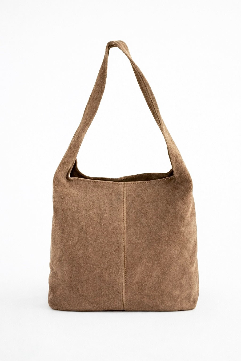 Italian Leather Hobo Bag-Suede- Taupe