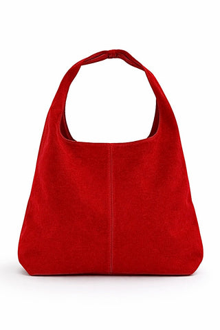 Italian Leather Hobo Bag-Suede- Tomato