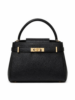Italian Leather Solara Lock Bag - Black