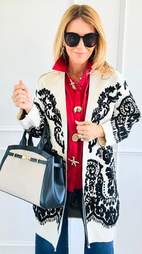 Jacquard Cardigan-150 Cardigans/Layers-Z STUDIO-Coastal Bloom Boutique, find the trendiest versions of the popular styles and looks Located in Indialantic, FL