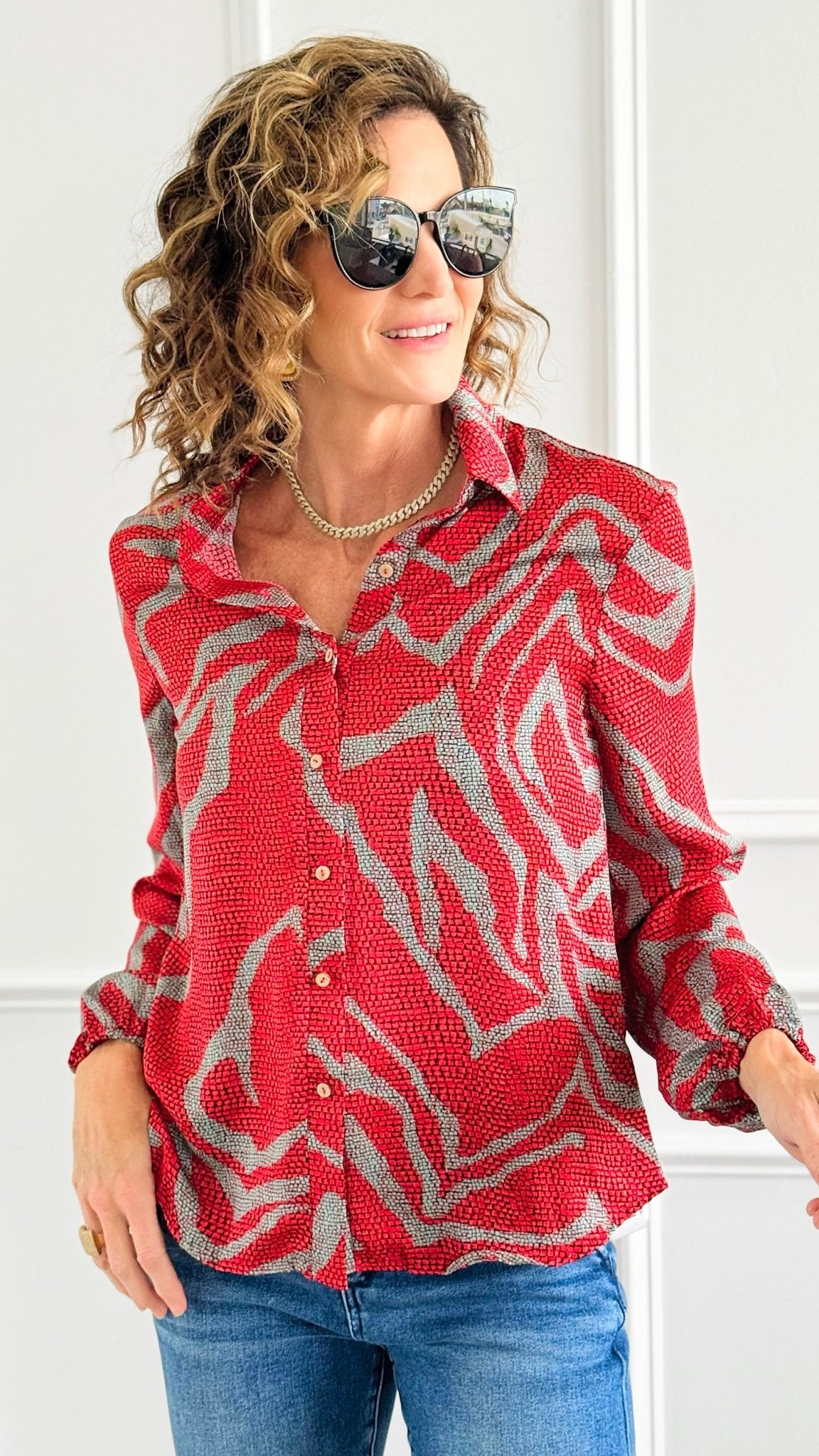 Jungle Rhythm Blouse-130 Long Sleeve Tops-BucketList-Coastal Bloom Boutique, find the trendiest versions of the popular styles and looks Located in Indialantic, FL