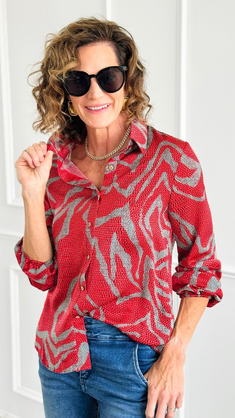 Jungle Rhythm Blouse-130 Long Sleeve Tops-BucketList-Coastal Bloom Boutique, find the trendiest versions of the popular styles and looks Located in Indialantic, FL