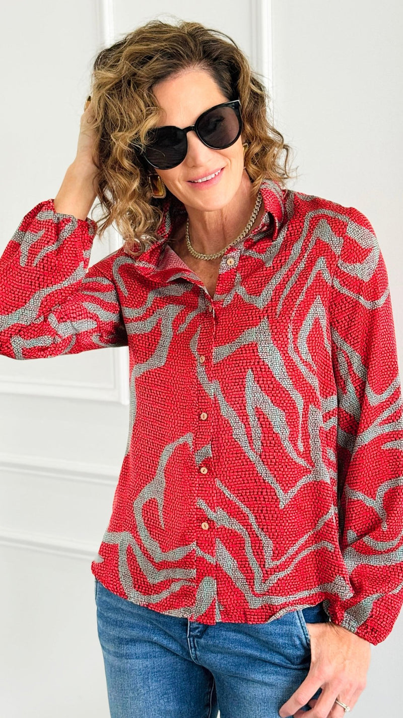 Jungle Rhythm Blouse-130 Long Sleeve Tops-BucketList-Coastal Bloom Boutique, find the trendiest versions of the popular styles and looks Located in Indialantic, FL