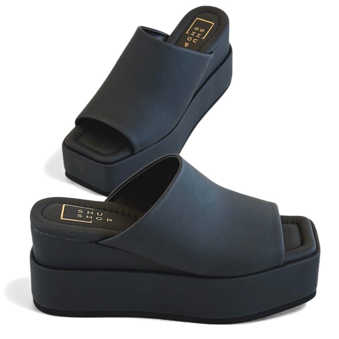 Karlie Platform Wedge- Black-250 Shoes-SHUSHOP-Coastal Bloom Boutique, find the trendiest versions of the popular styles and looks Located in Indialantic, FL