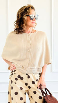 Knit Button Front Cape Poncho -Beige-150 Cardigans/Layers-NYW-Coastal Bloom Boutique, find the trendiest versions of the popular styles and looks Located in Indialantic, FL
