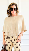 Knit Button Front Cape Poncho -Beige-150 Cardigans/Layers-NYW-Coastal Bloom Boutique, find the trendiest versions of the popular styles and looks Located in Indialantic, FL
