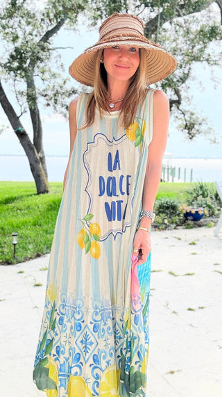 italian dress Italian Summer Tie Neck Midi Dress Champagne