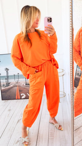 La Spezia Barrel Italian Cotton Pants - Orange