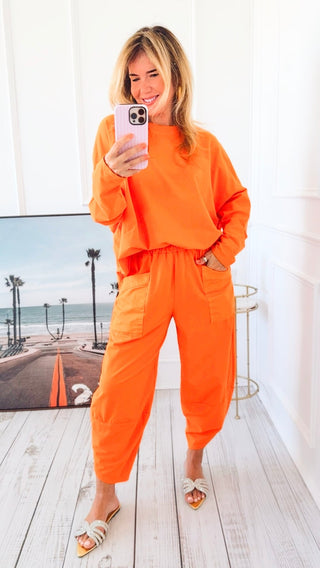 La Spezia Barrel Italian Cotton Pants - Orange