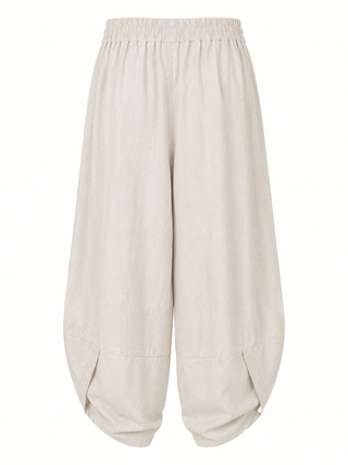 La Spezia Barrel Linen Italian Pant- Ecru