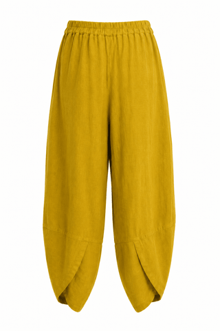 La Spezia Barrel Linen Italian Pant- Mustard