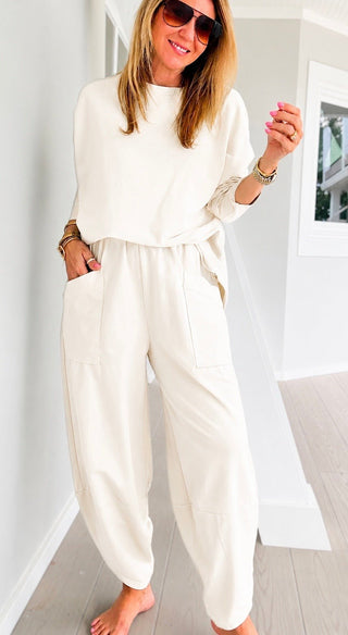 La Spezia Italian Barrel Cotton Pant - Ivory