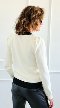 Lace Cuff Contrast Sweater-140 Sweaters-Z STUDIO-Coastal Bloom Boutique, find the trendiest versions of the popular styles and looks Located in Indialantic, FL