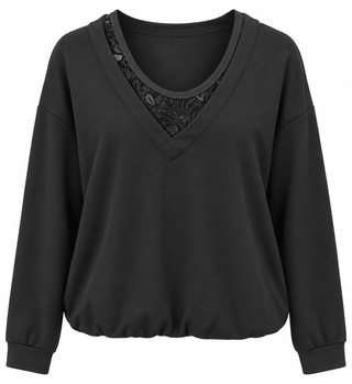 Lace Layered Sweatshirt Top