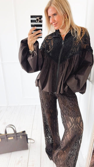 Lace Of Luxury Italian Pant- Brown