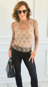 Lace Sheer Layering Top - Cocoa-130 Long Sleeve Tops-Zenana-Coastal Bloom Boutique, find the trendiest versions of the popular styles and looks Located in Indialantic, FL