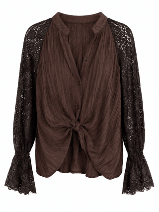 Lace Sleeve Italian Button Top
