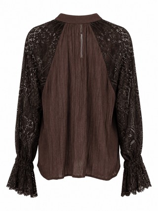 Lace Sleeve Italian Button Top