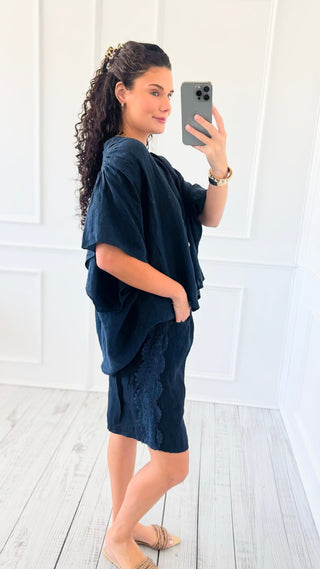 Lace the Day Italian Short- Navy