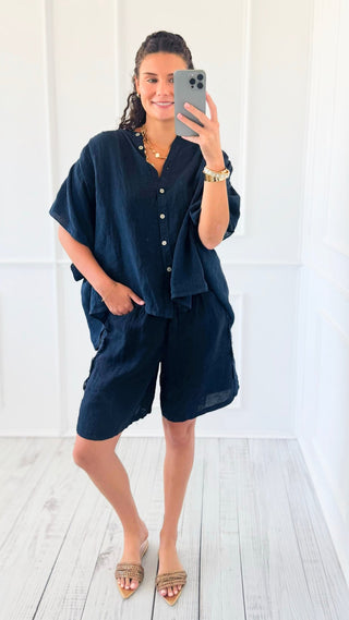 Lace the Day Italian Short- Navy