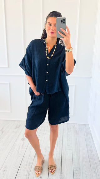 Lace the Day Italian Short- Navy