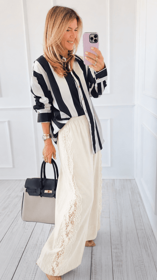 Lace Trim Pants - Ivory