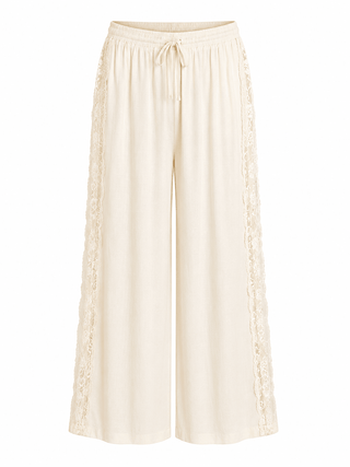 Lace Trim Pants - Ivory